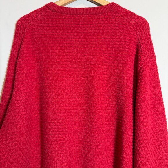 JoS. A. Bank Lambswool Basketweave Crewneck Sweater Pullover Mens Large Red Wool - Picture 10 of 12